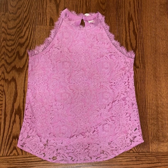 Women’s summer lace halter top sleeveless mock neck eyelash finishMed lilac - Picture 12 of 12